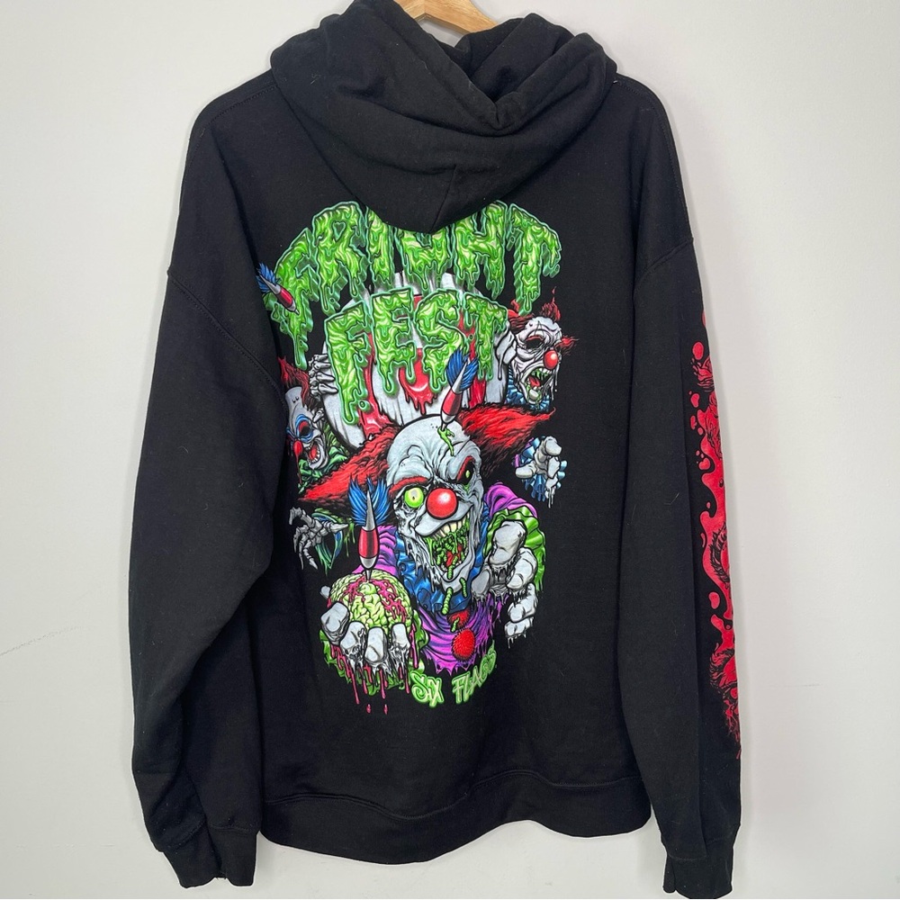 Vintage Fright Fest sweatshirt‎ hoodie six flags Halloween size X-Large xl